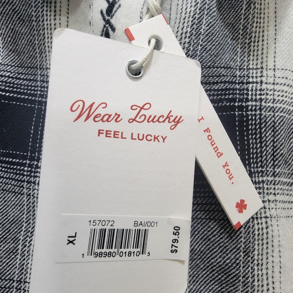 NWT $79 Lucky Brand Raw Edge Plaid Cropped Western Button-Down Cotton Flannel XL - Picture 3 of 11